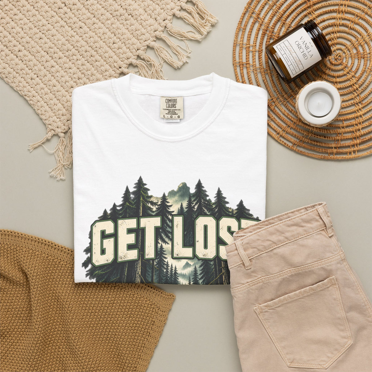 Get Lost Adventure T-Shirt — Forest Waterfall Graphic Tee
