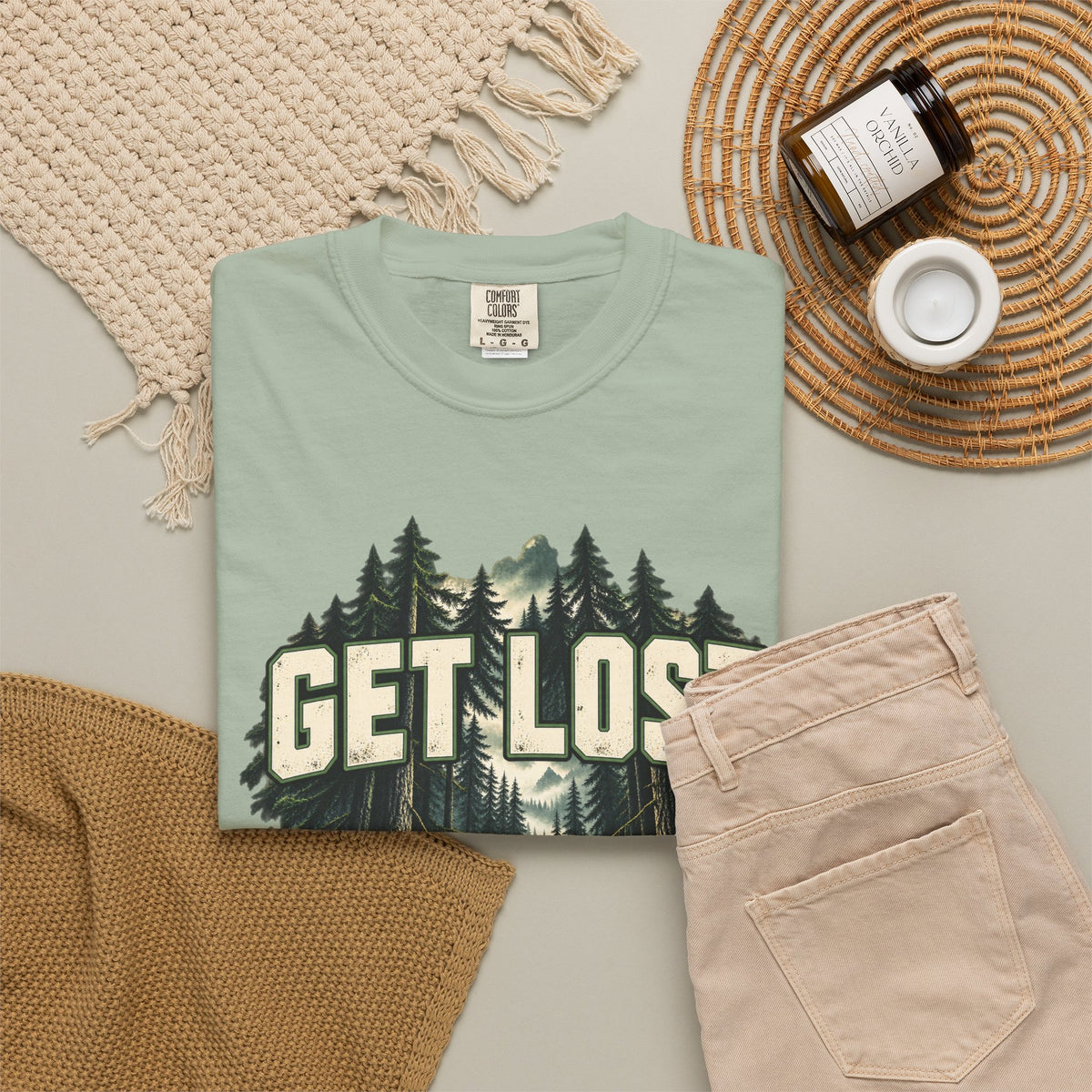 Get Lost Adventure T-Shirt — Forest Waterfall Graphic Tee