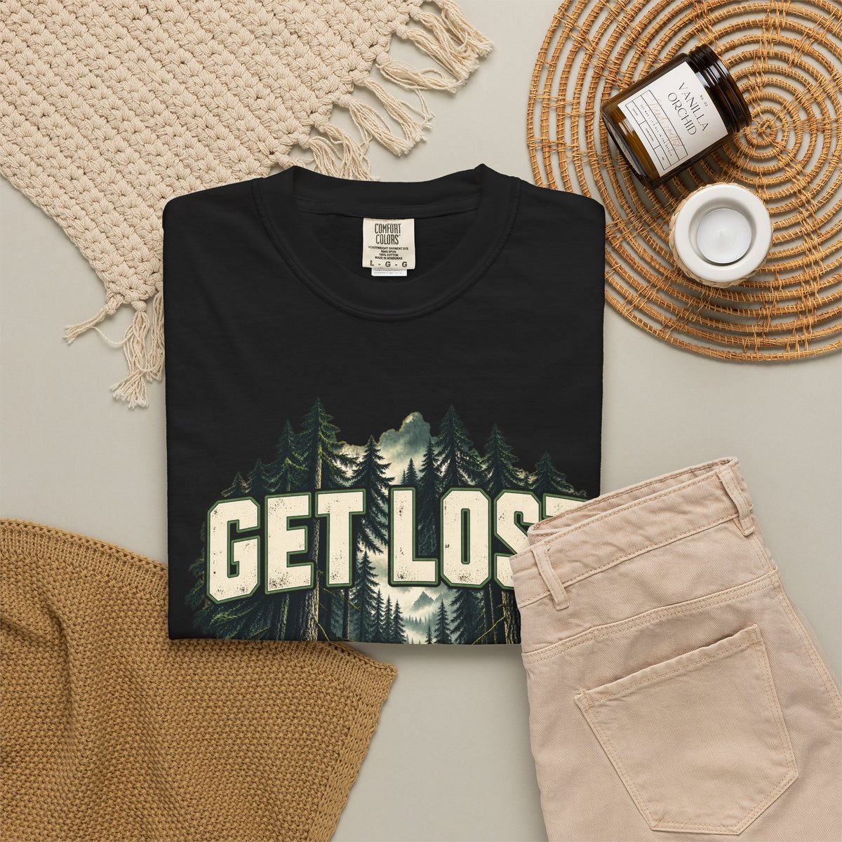 Get Lost Adventure T-Shirt — Forest Waterfall Graphic Tee