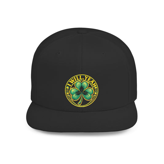 Irish Shamrock Flat Bill Snapback Hat