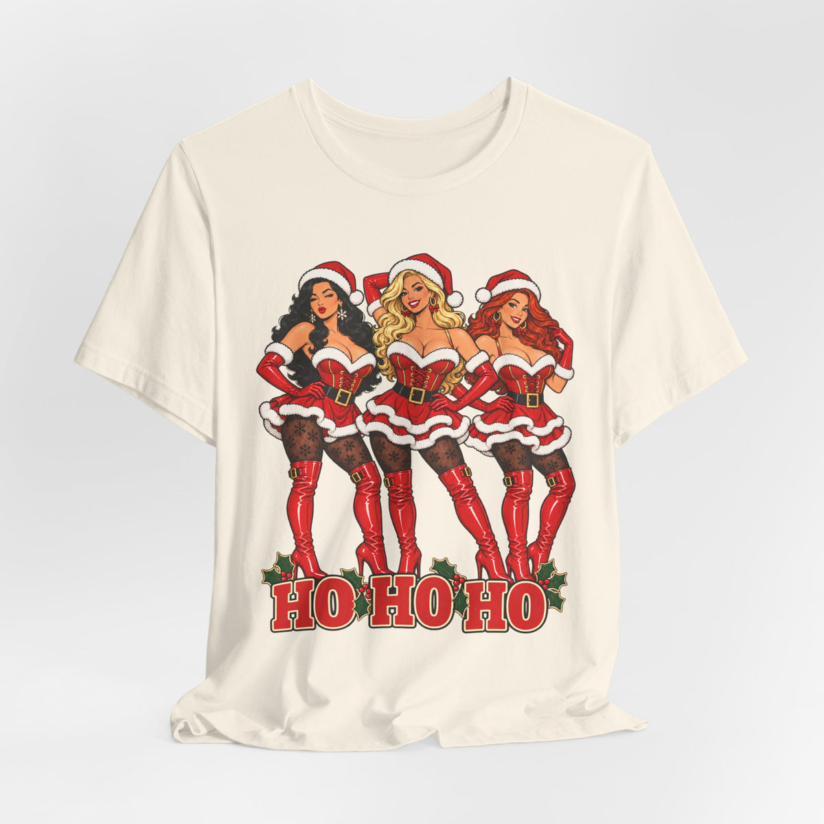 Ho Ho Ho Pinup Santa Girls Christmas Tee