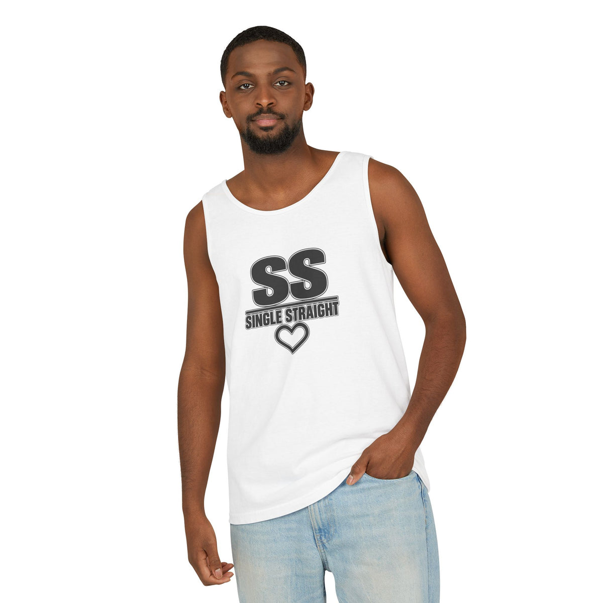 Single Straight Tank Top — 'SS' Graphic Casual Muscle Tee