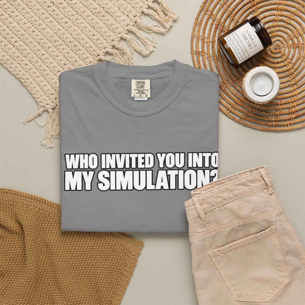 Who Invited You Into My Simulation? T‑Shirt — Funny Sci‑Fi Graphic Tee