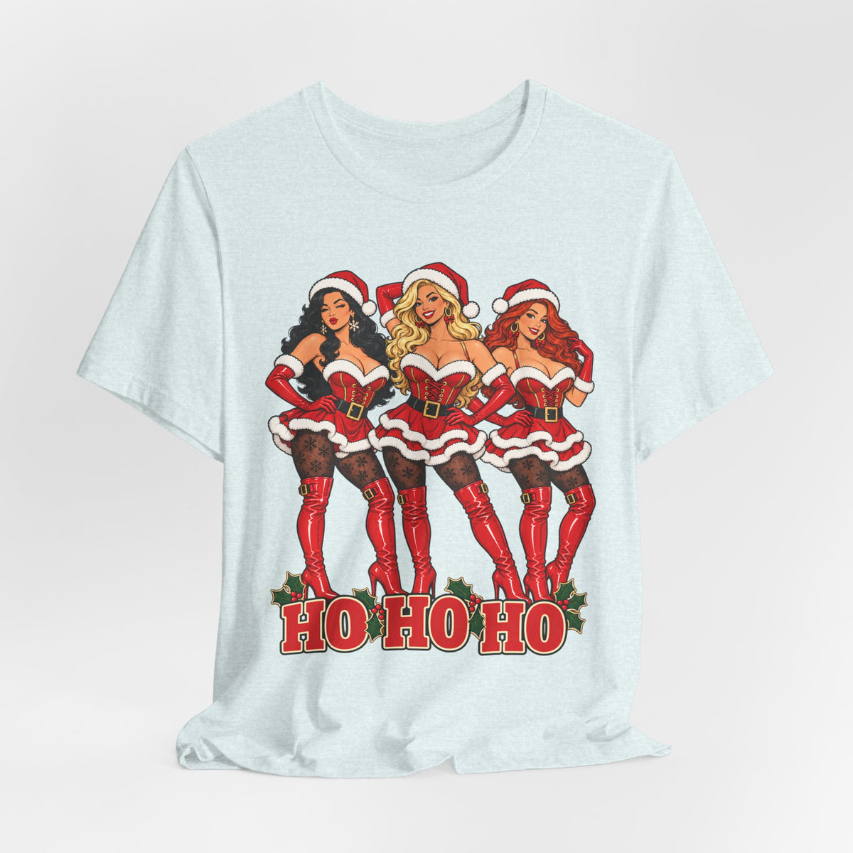 Ho Ho Ho Pinup Santa Girls Christmas Tee